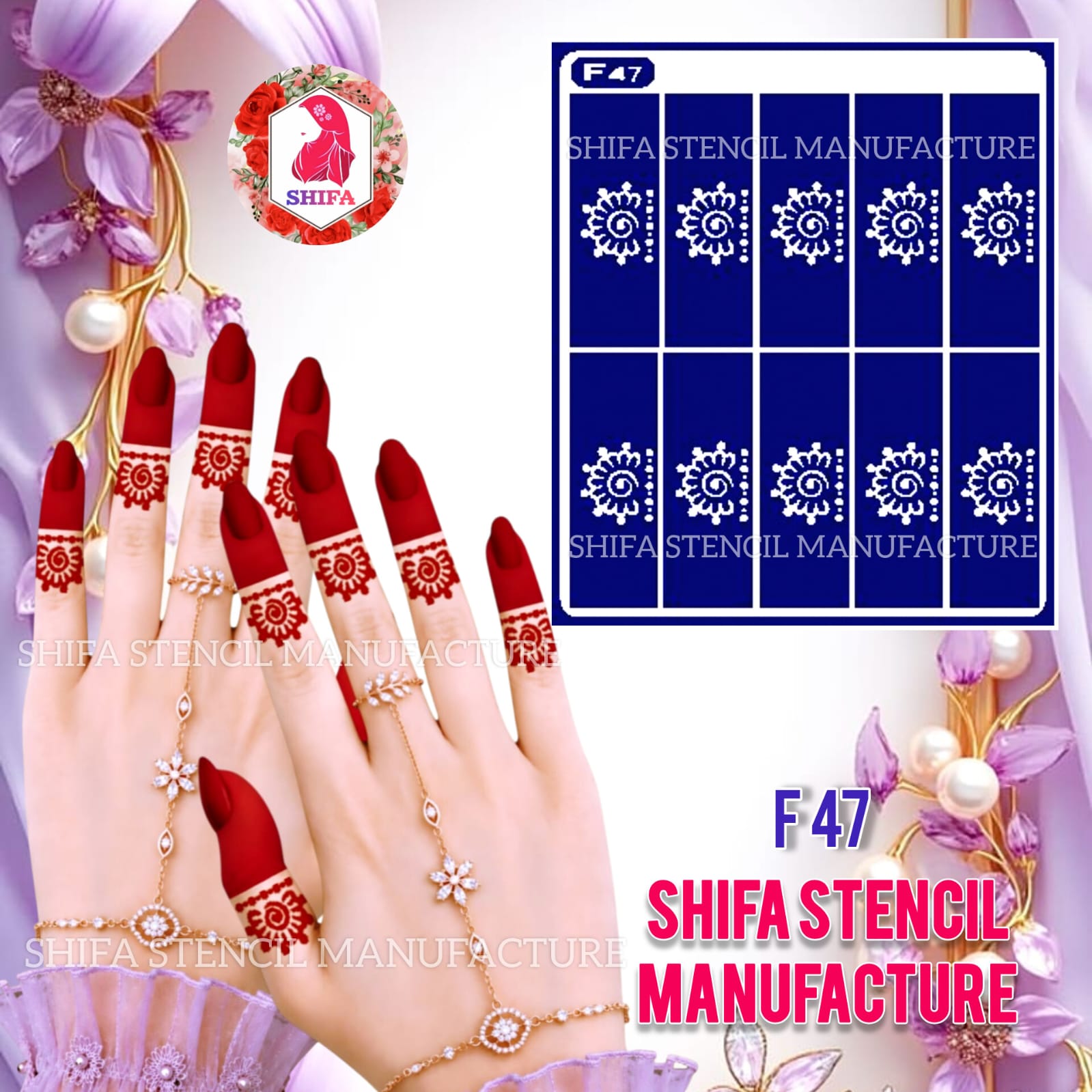 F 47 Delicate Vine Chain - Sticker Overview - Shifa Stencil Manufacturer
